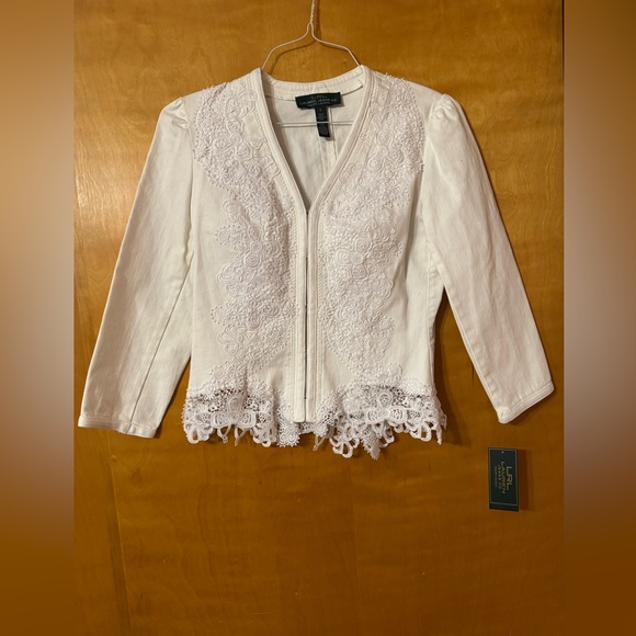 Ralph Lauren NWT White Lace Denim Jacket size small - Picture 1 of 4
